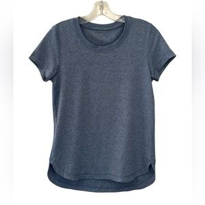 Athleta Blue Heathered Uptempo Short Sleeve Top